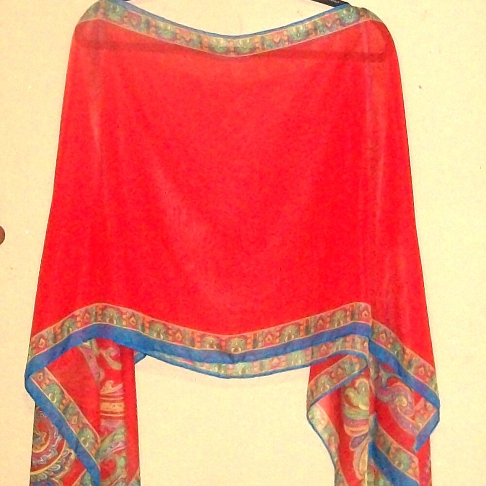 Vintage Sleeveless Chiffon Overblouse Tunic with Buttons on Top of Shoiulders